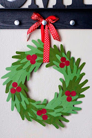 easy handprint green wreath with berries paper decoration preschoolers and toddlers christmas craft