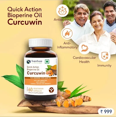 Curcuwin Quick Action Bioperine Oil Capsules, 60 Vegetarian Capsules| 500mg