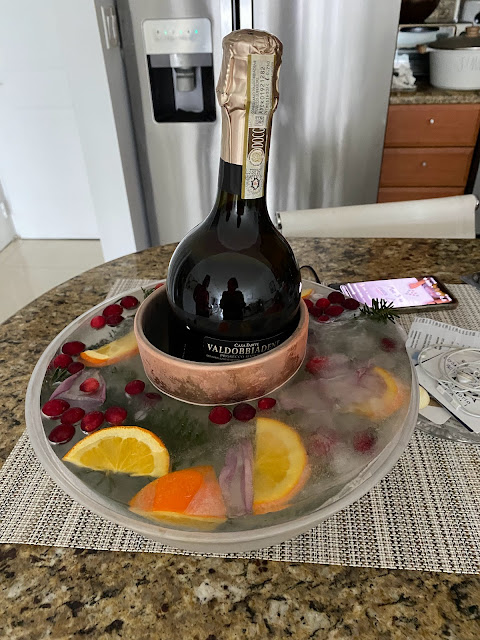 champagne in a ice mold