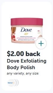 $2.00/1 Dove Exfoliating Body Polish Body Scrub ibotta cashback rebate *HERE*