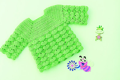 6 - Imagen chambrita de abanicos en relieve a crochet. Majovel crochet