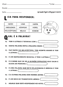 Atividades de língua portuguesa 2° ano do ensino fundamental