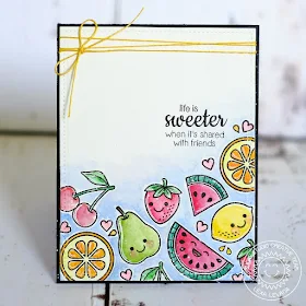 Sunny Studio Stamps: Fresh & Fruity Life Is Sweeter with Friends Fruit Card by Lexa Levana.