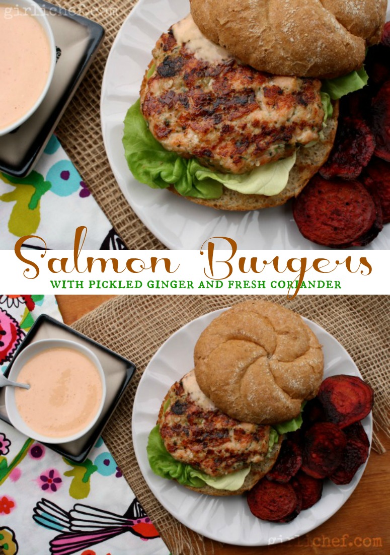 Salmon Burgers with Pickled Ginger and Coriander