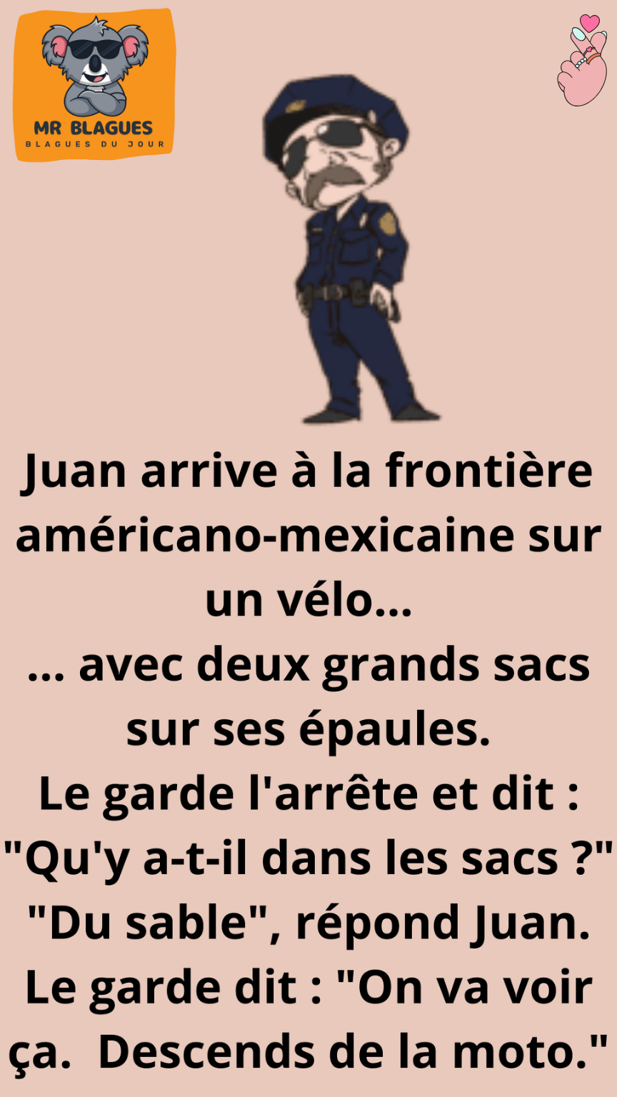 Le garde-frontière américano-mexicain est choqué quand Juan dit cela.