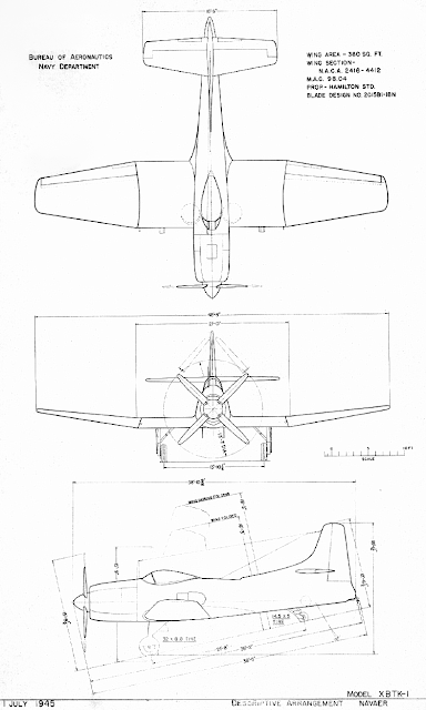 Kaiser-Fleetwings XBTK-1 Three-view drawing