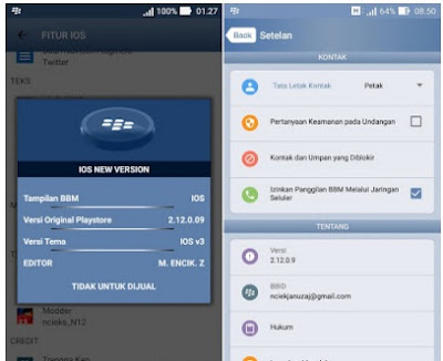 Download BBM Mod iPhone Style (IOS V3) v2.12.0.9 Apk