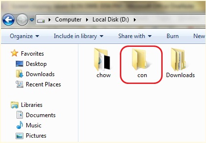 Folder named "CON" cannot be created on XP, Windows