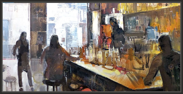 CAFETERIA-PINTURA-INTERIOR-BAR-DETALLES-PINTURAS-PERSONAS-BARRA-CONTRALUZ-PINTOR-ERNEST DESCALS