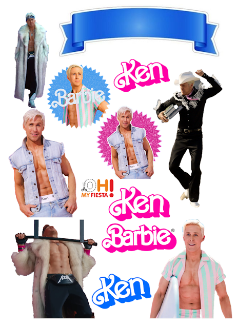 Ken de la Película de Barbie: Toppers para Cupcakes o Etiquetas para Descargar Gratis.
