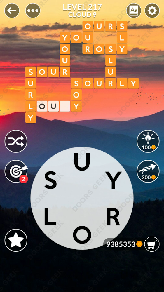 Wordscapes Level 217 answers, cheats, solution for android and ios devices.