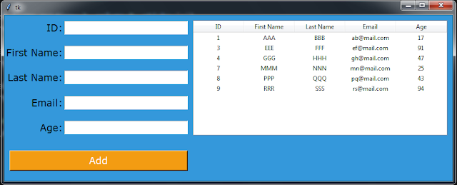 Python Tkinter Treeview Insert Row