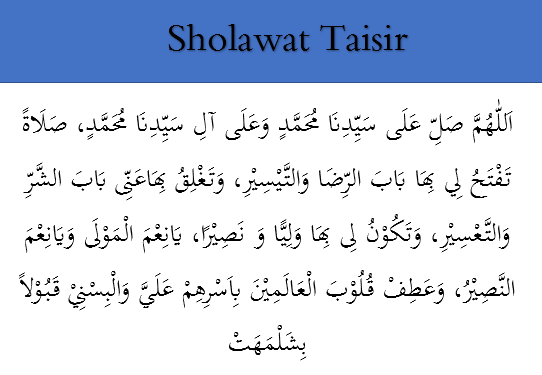 Khasiat dan Cara Baca Sholawat Taisir - Arab Latin dan Artinya