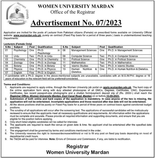 Jobs in Women University