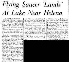 Flying Saucer Lands Near Lake at Helena - Montana Standard 5-1-1964