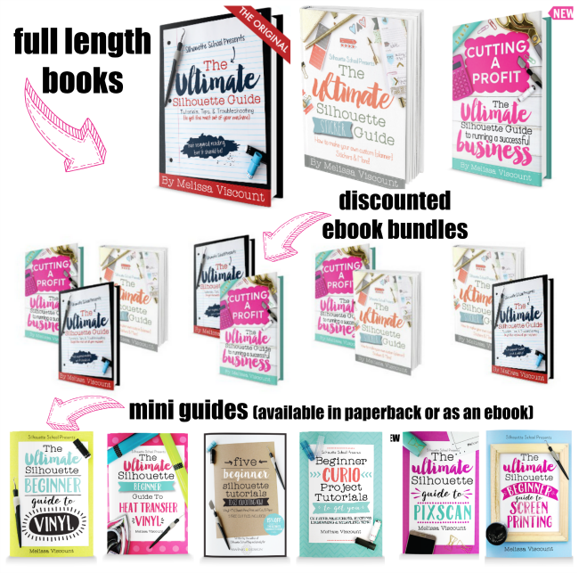 Silhouette School books, silhouette books, silhouette guides, silhouette help, silhouette tips, silhouette school books