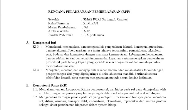 Download RPP Biologi SMA Kelas XI K13 Lengkap