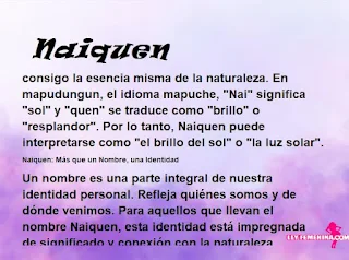 ▷ Significado del nombre Naiquen