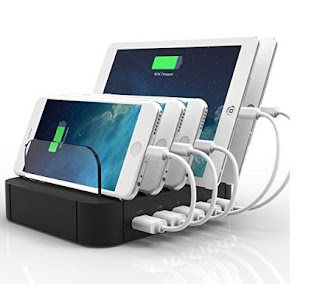 5 Port USB Charging Station Charge Dock Organizer, Cell Phone Charger Multi Port Desktop Charging Station for iPhone, iPad, Samsung Galaxy, and Other Tablets,30W 5-Port USB Device Charging Station