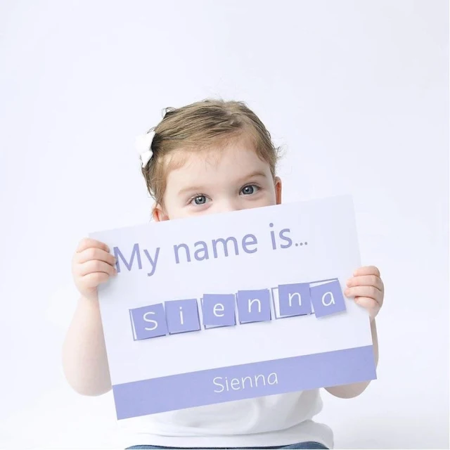 my name is sienna spelling mat copyright Little Boo Learning on Etsy