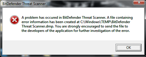 Workarounds: BitDefender Threat Scanner Error on Windows 10