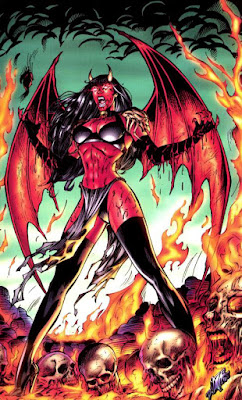 Purgatori (Sakkara) - Chaos! Comics characters wanita vampire berkulit merah dan bersayap kelelawar musuh Lady Death