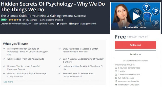 [100% Off] Hidden Secrets Of Psychology - Why We Do The Things We Do| Worth 199,99$