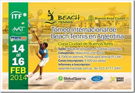 Torneo Beach Tennis Internacional en Argentina Copa Ciudad Buenos Aires del 14 al 16 de febrero de 2014.