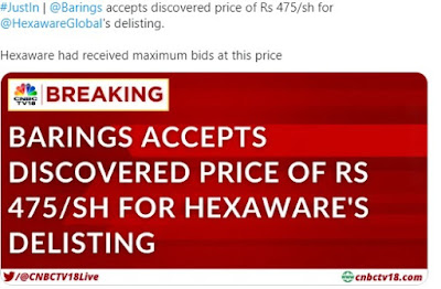 Hexaware had received maximum bids at this price