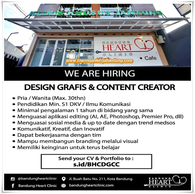 Loker Bandung Design Grafis & Content Creator Bandung Heart Clinic