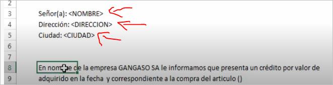 combinación de correspondencia en excel