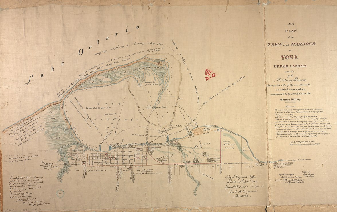 1833 Bonnycastle No.1 Plan of the Town and Harbour of York Upper Canada