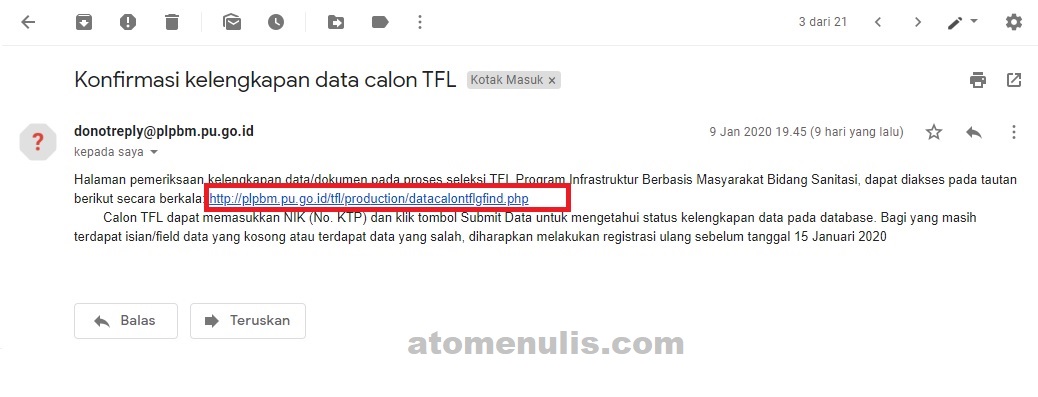Pengumuman Lulus Administrasi Tfl Program Sanimas Tahun 2020 Ato Menulis