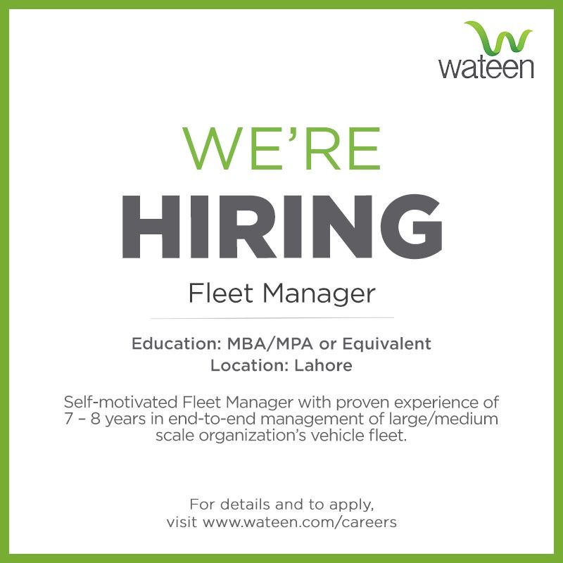 Wateen Telecom Limited Jobs For Fleet Manager