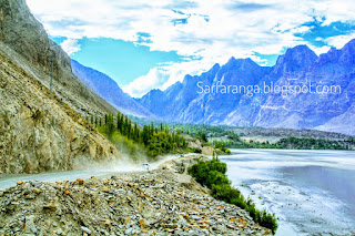 Beautiful scene of Indus River  At Skardu Viewpoint