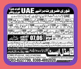 UAE  jobs in Pakistan Newspaper