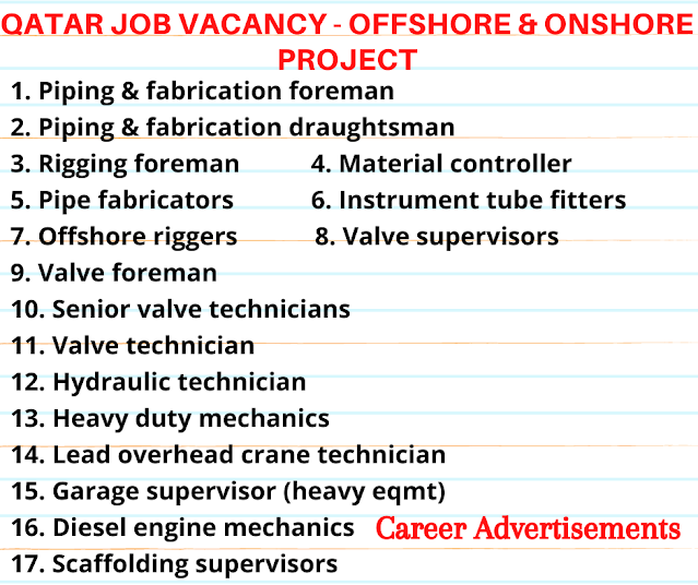 Qatar Job Vacancy - Offshore & Onshore Project