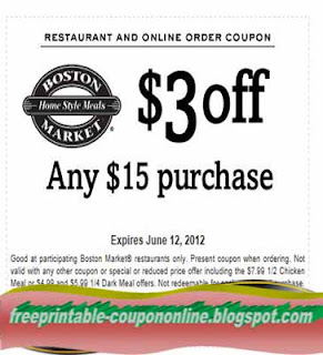 Free Printable Boston Market Coupons