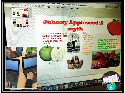 Using Google Slides to create a shared presentation about facts and legends of Johnny Appleseed