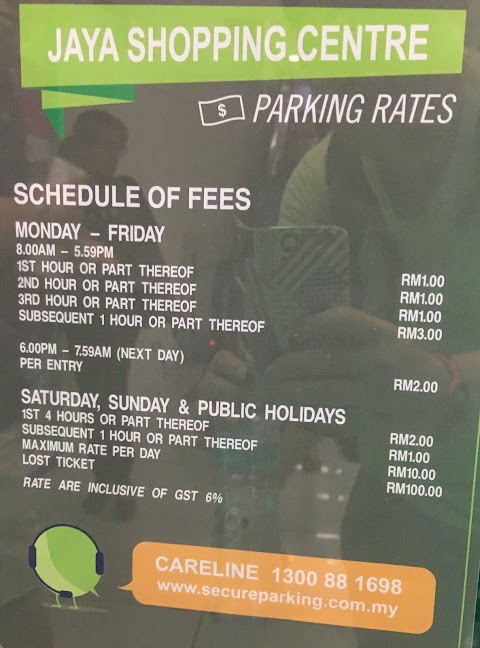 jaya shopping centre parking rate