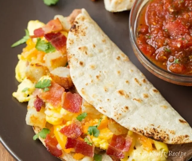 BREAKFAST TACOS WITH FIRE ROASTED TOMATO SALSA