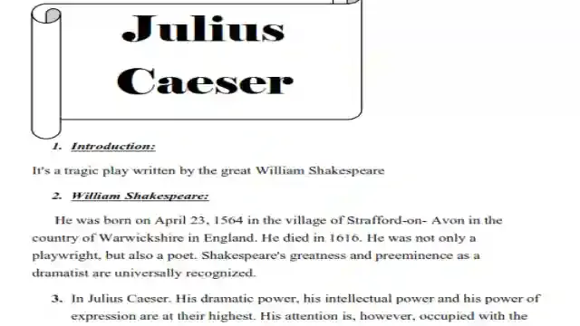 اقوى مذكرة لمسرحية يوليوس قيصر julius caesar للمدارس التجريبية واللغات