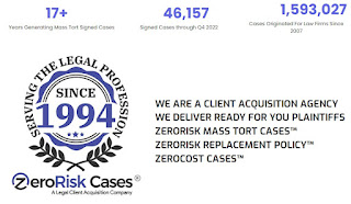 Attorney Lead Generation Agency We are a Client Acquisition Company, providing ZeroRisk Mass Tort Cases™ backed by our ZeroRisk Replacement Policy™.