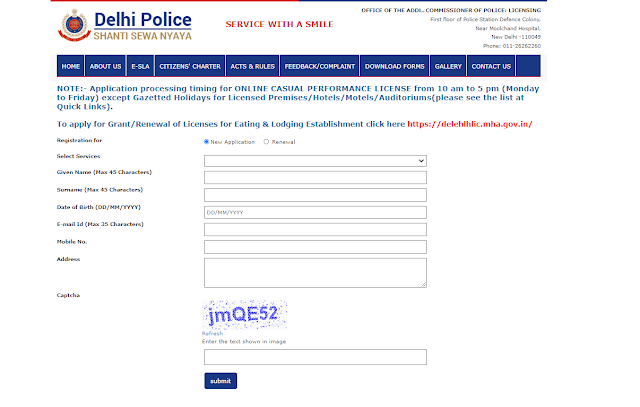 Business License Registration in Delhi Police