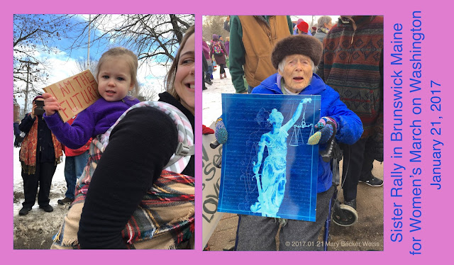 Sister Rally in Brunswick Maine for Women's March on Washington, Mary Becker Weiss photo