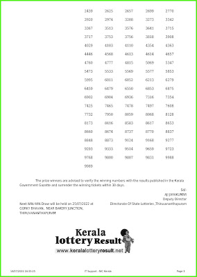 Kerala Lottery Result 18.7.22 Win Win W 677 Lottery Results online