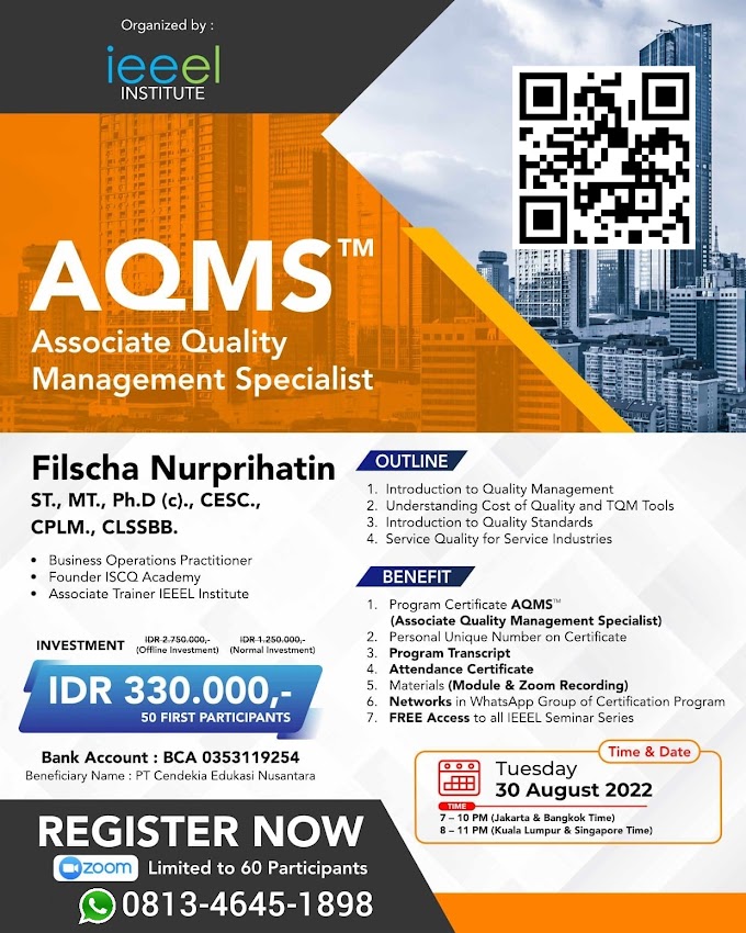 WA.0813-4645-1898 | Gelar Non Akademik Associate Quality Management Specialist (AQMS)