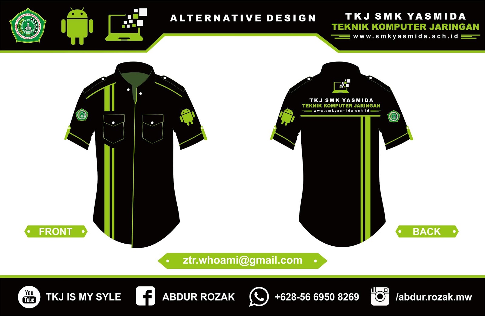 Design Baju Kejuruan TKJ  Versi Android Keren Abdur Rozak