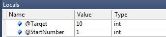 Locals window in SSMS