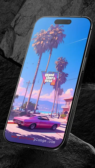 GTA 6 Beachside Retro Car 4K Wallpaper - Vibrant Miami Style